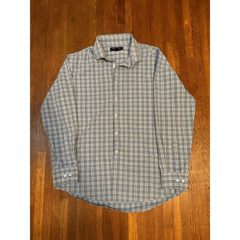 Mizzen Main Leeward Performance Dress Shirt Size XL Trim Fit Blue Collared